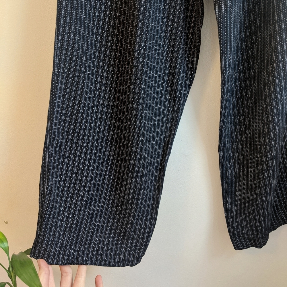 Vtg 90s Navy/Black Striped High Rise Palazzo Pants - Picture 6 of 11